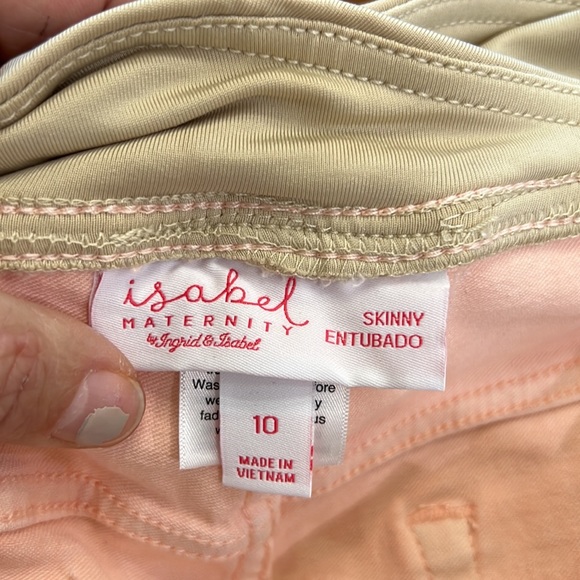 3/$20 NWT{Isabel Maternity}Sz 12 Peachy Pink Skinny Crossover panel Jeans - Picture 8 of 11